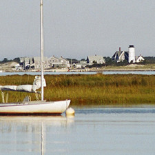 Sailboat with Sandy Neck Light in the backgroud