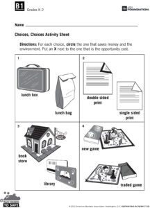 Choices, Choices Activity Sheet