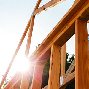 roof trusses of new home construction