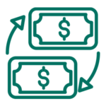 green graphic icon of money exchange